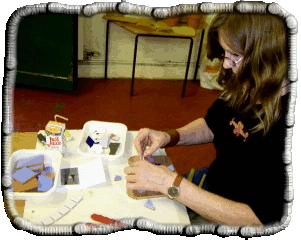 Lindsay creating a very first mosaic