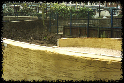 19 meters curved wall. Future canvas for mosaic display-scenery